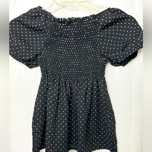 Heartland Black Blouse with White dots 10-12